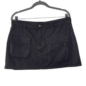 White Fox Cargo Mini Skirt Charcoal Grey XL Utility Streetwear Y2K Pockets